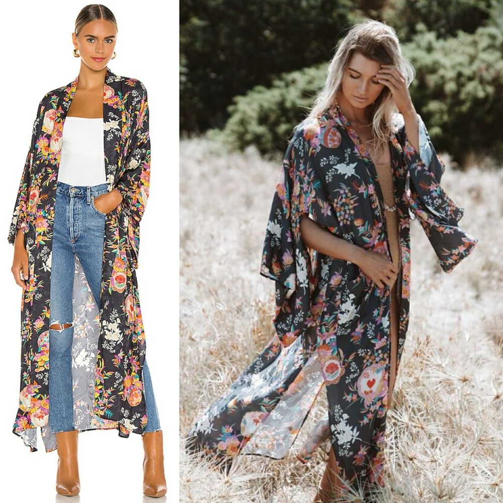 Spell Designs Leo Maxi Robe Kimono Charcoal S / M - Picture 2 of 16